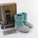 Bambosze z golfem handmade / szaro - turkusowe