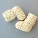Skarpetki Newborn z Warkoczem - ciepłe buciki handmade z wełny