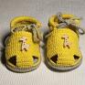 Szydełkowe, Dzianinowe buciki dla dziecka poniżej pierwszego roku życia | Hug sandałki żółte