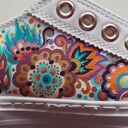 Ręcznie malowane trampki ze sztucznej skóry z tureckimi wzorami roślinnymi (paisley)