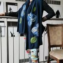 granat szal damski zimowy z wełną merynosów handmade - komin ciepły długi szyty z dzianiny swetrowej