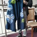 granat szal damski zimowy z wełną merynosów handmade - komin ciepły długi szyty