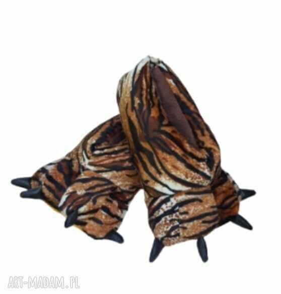 Zabawne kapcie ŁAPY TYGRYSA roz. 40/41 26,5 cm wełna merynos