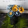 Niebiesko - żółty na cały rok - ceramika bukiet kwiatów