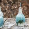 dozownik do oliwy lub octu | ok 410 ml / Bluegreen 1 - kamionkowa ceramika na prezent butelka z dozownikiem