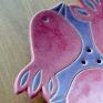 różowe ceramika mydelniczka ceramiczna przyozdobiona motywem 3 ptaszków. wykonana ptaki