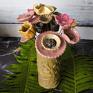 kolorowe ceramika ceramiczne kwiaty - bukiet różowy z beżowym artystyczna dodatki