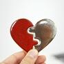 ceramiczne serce czerwone magnes - dwie połówki na prezent