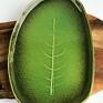 ceramika zielone patera talerz dekoracyjny z liściem prezent