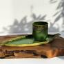 ceramika zielone liść ceramiczny - talerz ozdobny plus czarka