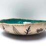 ozdobna ceramika turkusowe artystyczna z polnymi roślinami miska ceramiczna