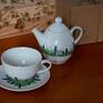 dla domu ceramika zestaw do herbaty - tea for one wiosenna łąka porcelana malowana
