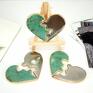 turkusowe ceramika ceramiczne serce magnes - dwie połówki na prezent