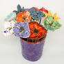 iGUANA ART ręcznie wykonane wazonie bukiet z kwiatów ceramicznych komplet 5 szt ceramika kwiaty handmad