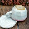 biała ceramika filiżanka do herbaty z figurką ślimaka | do kawy | rękodzieło ceramiczne