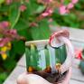 Handmade z muchomorkiem | zielone poszycie | ok 500 ml | 3 grzybki - duzy kubek rękodzieło ceramiczne