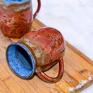 Oryginalny miedzianym i niebieskim, duży 480 ml - kubek handmade ceramika na prezent