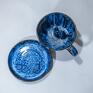 niebieska filiżanka z kotem - kasjopea - rękodzieło - ok 300 prezent dla kociary figurką
