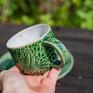 handmade kubek ceramiczny z ptakami| kocham leśna zieleń | 250 ml | do herbaty do kawy