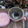 różowa ceramika ceramiczna duża kubek z mopsa - azulhorse filiżanka z figurką