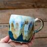 ceramika na prezent handmade ceramiczny kubek z koniem wewnątrz - teal blue dla koniarza