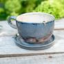 ceramika: z | | filiżanka do kawy | gniadosz | ok 350 ml - prezent niebieskoszara z koniem