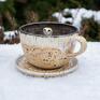 ceramika: filizanka do herbaty sowa płomykówka