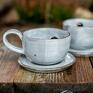 ceramika: Filiżanka do herbaty z figurką - Szpaka - Wabi Sabi - 320 ml z ptaszkiem rękodzieło ceramiczne