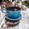 ceramika: ceramiczna filiżanka z figurką buldożka francuskiego - grafit blue - 350 ml na prezent
