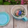 ceramika: Filiżanka do herbaty z figurką ślimaka | do kawy | Subtelny błękit | ok 280 ml turkusowa