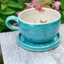 Filiżanka do herbaty z figurką ślimaka | do kawy | morska trawa | blue |ok 350 prezent dla miłośnika las