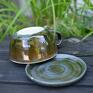ceramika na prezent zielone filiżanka do herbaty z figurką ślimaka | do kawy