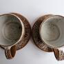 filiżanka z gliny ceramika dwa komplety "kwiatowo - karmelowo" kubek ręcznie zrobiony
