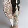 ceramika rękodzieło srebrne perłowy 2 anioł z gliny ręcznie zrobiony