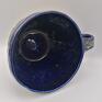 ceramika rękodzieło niebieskie komplet filiżanka i talerzyk formowany ręcznie, wykonany z gliny do kawy