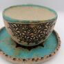 ceramika użytkowa komplet "mandala w turkusie" 3 kubek ceramiczny filiżanka z gliny