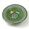 ceramika użytkowa zielone ceramiczna, nablatowa, ręcznie formowana i szkliwiona umywalka z gliny