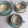 ceramika użytkowa komplet "nie tylko dla kawoszy ;)" filiżanki ręcznie wykonan