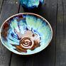 azulhorse ceramika: Duża misa kamionkowa - brązowo niebieska z efektownymi zaciekami do owoców
