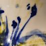 Kobaltowo - źółte kwiaty. Chawan / czarka z porcelany do herbaty. Duża Ręcznie toczona. Ceramika