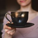 Filiżanka Wgłębiona Czerń i Złoto 270ml