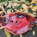 Mydelniczka ceramiczna w jesiennej czerwieni - ręcznie szkliwiona i dwukrotnie wypalana