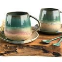 Zestaw dla dwojga - duża filiżanka ceramiczna / kubek ze spodkiem | Rajska Plaża