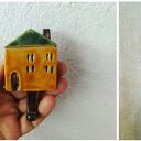 Ceramiczny domek - dekoracyjny haczyk handmade