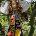 Ceramiczny anioł - ręcznie lepiona pamiątka na chrzest, komunię i ślub