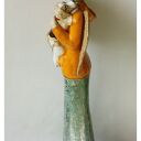 Anioł męski z beaglem - ceramika handmade