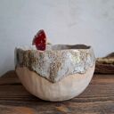 Duży kubek ceramiczny z muchomorem - ręcznie lepiony