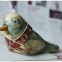 Ptaszek w szaliczku - ręcznie robiona figurka ceramiczna