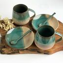 Zestaw dla dwojga - duża filiżanka ceramiczna / kubek ze spodkiem | Rajska Plaża