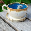 Ceramiczna filiżanka 300 ml z figurką hipopotama - beżowy blues